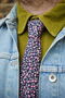 Mens Navy And Pink Ditzy Floral Slim Style Tie, thumbnail 1 of 8