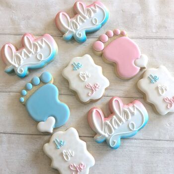 Gender Reveal Baby Shower Biscuits Set Of 12, 3 of 5