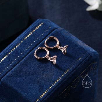 Celtic Trinity Knot Huggie Hoop Earrings, 4 of 11