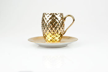 Gold Pineapple Patterned Cup And Saucer, 2 of 6