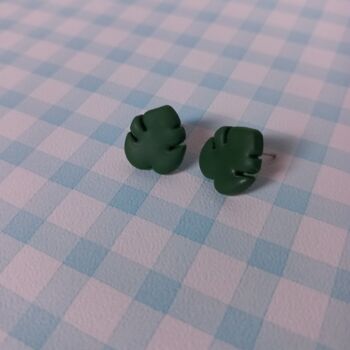 Monstera Leaf Stud Earrings, 2 of 2
