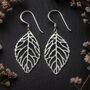 Sterling Silver Open Oak Leaf Drop Hook Earrings, thumbnail 4 of 7