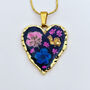 Heart Necklace With Flowers In Black Lacquer, thumbnail 1 of 9