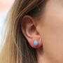 Sterling Silver Blue Opal Stud Earrings, thumbnail 2 of 8