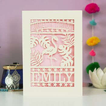 Completely Fabulous Flamingo Papercut Card, 4 of 7