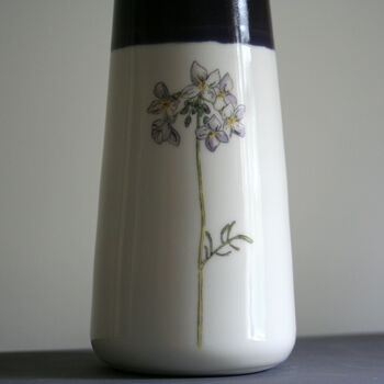 Ceramic Jug Vase Purple Cuckoo Flower, 3 of 4