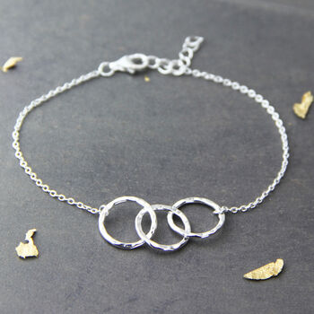 Three Linked Circles Sterling Silver Bracelet, 2 of 10