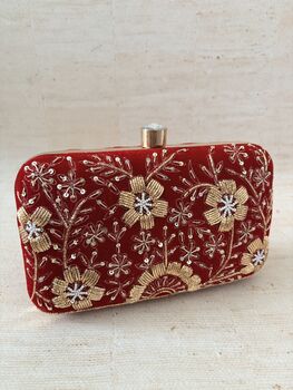 Indian Red Rectangular Clutch Bag, 4 of 10