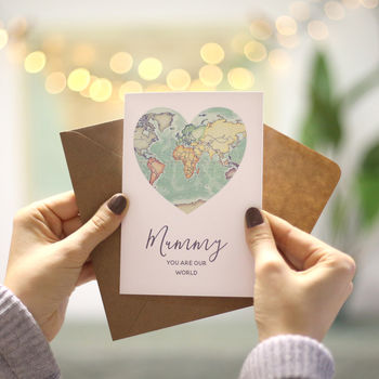 You Are My World Map Heart Mother's Day Card, 3 of 5