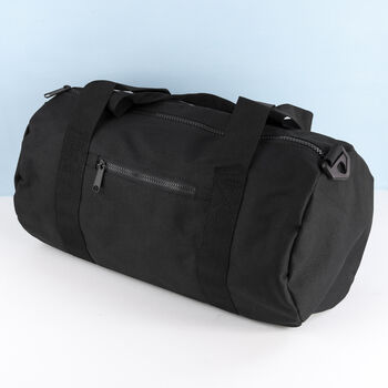 Monogrammed Barrel Gym Bag In Black, 3 of 9