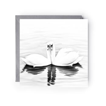 Swans Together Hand Drawn Greeting Card, 3 of 7