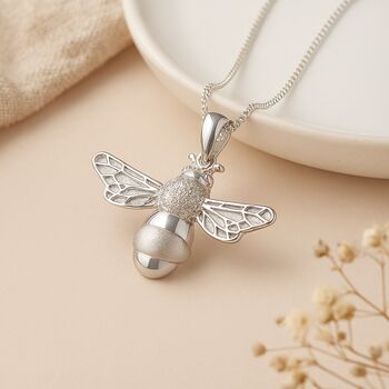 Personalised Chunky Sterling Silver Bumble Bee Necklace, 4 of 12