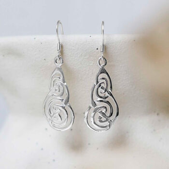 Sterling Silver Celtic Long Loops Earrings, 3 of 6