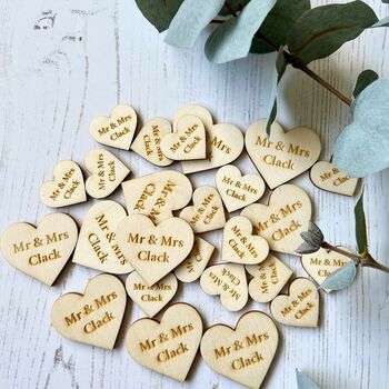 Personalised Wooden Heart Table Decoration Confetti Mix, 5 of 5