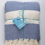 Herringbone Pattern Soft Natural Cotton Throw Blanket, thumbnail 7 of 8