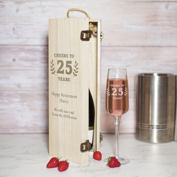 Cheers Engraved Champagne Bottle Gift Box And Glass, 2 of 3