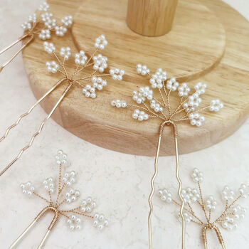 Beaded Gypsophila Bridal Hair Pins, 4 of 5