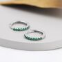 Emerald Green Cz Huggie Hoops In Sterling Silver, thumbnail 6 of 11