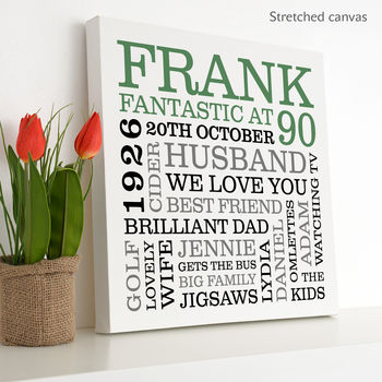Personalised 90th Birthday Typographic Art, 3 of 8