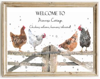 Personalised Chicken Welcome To Our Home Print, 2 of 5