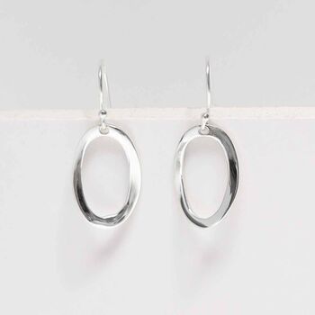 Sterling Silver Oval Ripple Earrings, 6 of 11