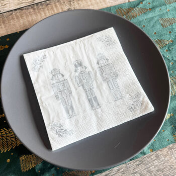 Elegant Silver Nutcracker Christmas Paper Napkins 20 Pack, 4 of 7