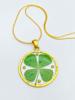 Good Luck Necklace With Four Leaf Clover, 9 of 11
