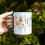 Inky Wildflower Mug With Optional Personalised Details, thumbnail 2 of 12