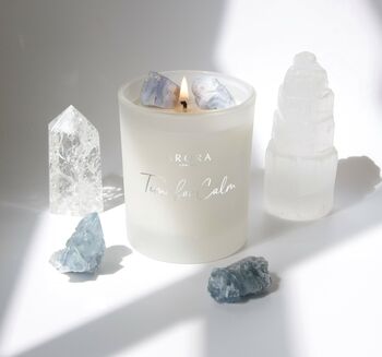 Time For Calm Blue Celestite Crystal Candle, 4 of 8