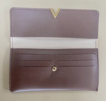Vegan Leather Long Wallet In Taupe, 2 of 5