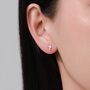 Tiny Cross Screw Back Earrings In Sterling Silver, thumbnail 8 of 12