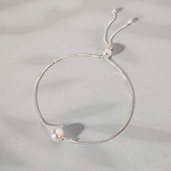 Personalised Pearl Sterling Silver Slide Bracelet, 2 of 9