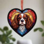 Cavalier King Charles Spaniel Stained Glass Effect Heart Suncatcher, thumbnail 2 of 6