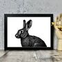 Black And White Rabbit Illustration Art Print, thumbnail 2 of 3