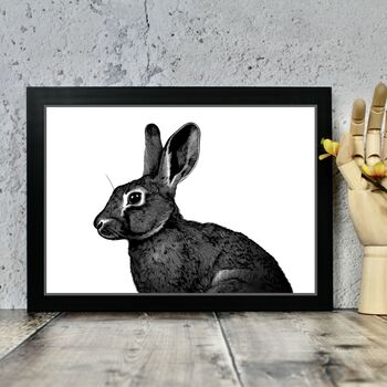 Black And White Rabbit Illustration Art Print, 2 of 3