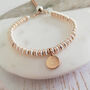Silver And Rose Gold Sweetie Slider Bracelet, Initial Disc, thumbnail 1 of 5