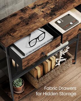 Narrow Console Table Three Tier Fabric Drawer Table, 3 of 7