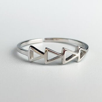 Sterling Silver Triangle Detail Adjustable Ring, 2 of 5