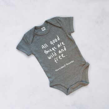 Henry Thoreau 'Wild And Free' Baby Grow, 2 of 2
