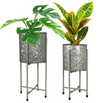 Two Contemporary Free Standing Planter Set, 2 of 8