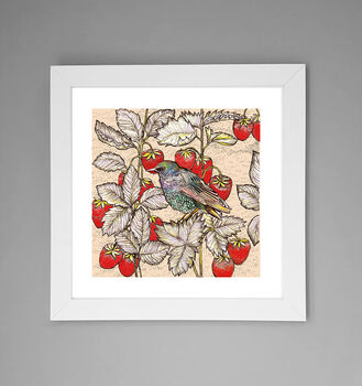 'Starling And Strawberries' Print, 2 of 3