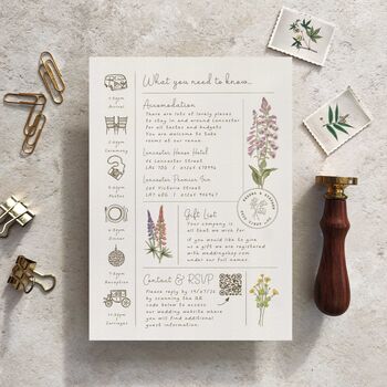 Cottage Garden Wildflowers A5 Wedding Invitation, 2 of 7