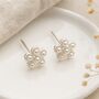 Sterling Silver Pearl Daisy Flower Stud Earrings – 7mm, thumbnail 6 of 11