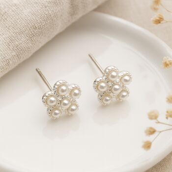 Sterling Silver Pearl Daisy Flower Stud Earrings – 7mm, 6 of 11