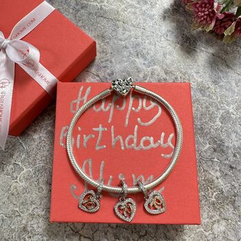 70th Birthday Charm Personalised Silver Bracelet Gift, 9 of 9