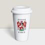 White Thermal Ceramic Travel Mug With Coat Of Arms, thumbnail 3 of 9