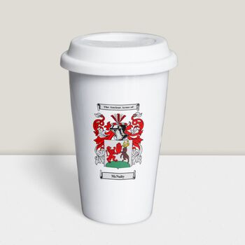 White Thermal Ceramic Travel Mug With Coat Of Arms, 3 of 9