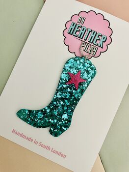 Teal Cowboy Boot Christmas Decoration / Festive Gift For Her / Cowboy Western Bauble / Country Music Fan Stocking Filler, 4 of 4
