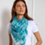 Japanese Vintage Pine Needles Teal And Ivory Silk Scarf, thumbnail 1 of 6
