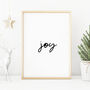 'Joy' Christmas Scandi Monochrome Print, thumbnail 1 of 4